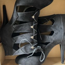 Black Microfiber High Heel Shoe Size 8.5