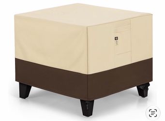 New 32" beige & brown square fire pit table ottoman patio table protective cover