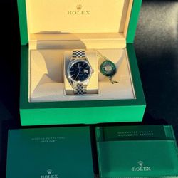 Rolex Datejust 36mm Black dial White Gold Diamond Bezel 16014 Stainless steel jubilee bracelet box booklets tag