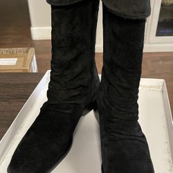 Women’s Black Suede Scrunch Boots Shoes - Markon - Brand New Size 7