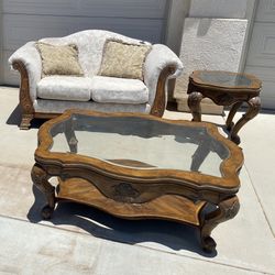 Love Seat, Sofa, Coffee Table And Side Table Set 