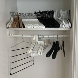 Wooden Hangers + Plastic Hanger + Clothing Scarf Necktie Etc. LOT