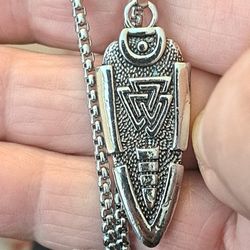 Viking  Rune Pendant Necklace With Long Chain