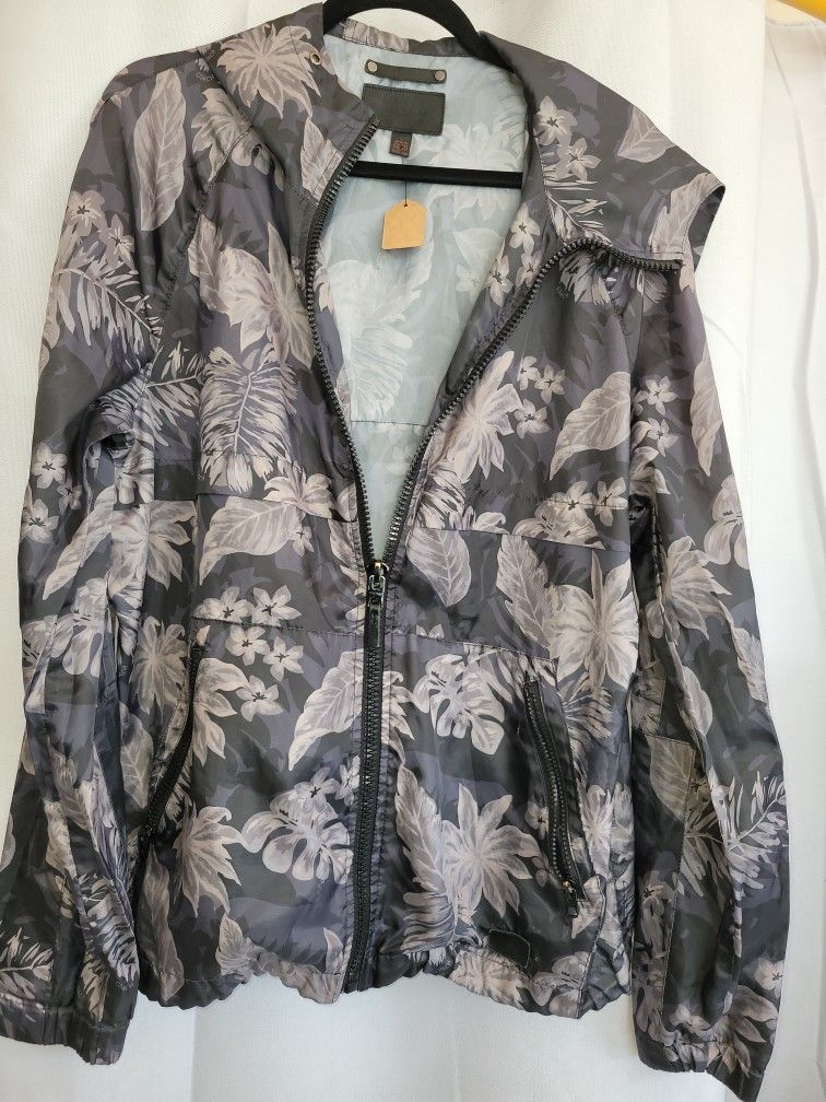 COACH Black & Gray Floral Windbreaker Jacket