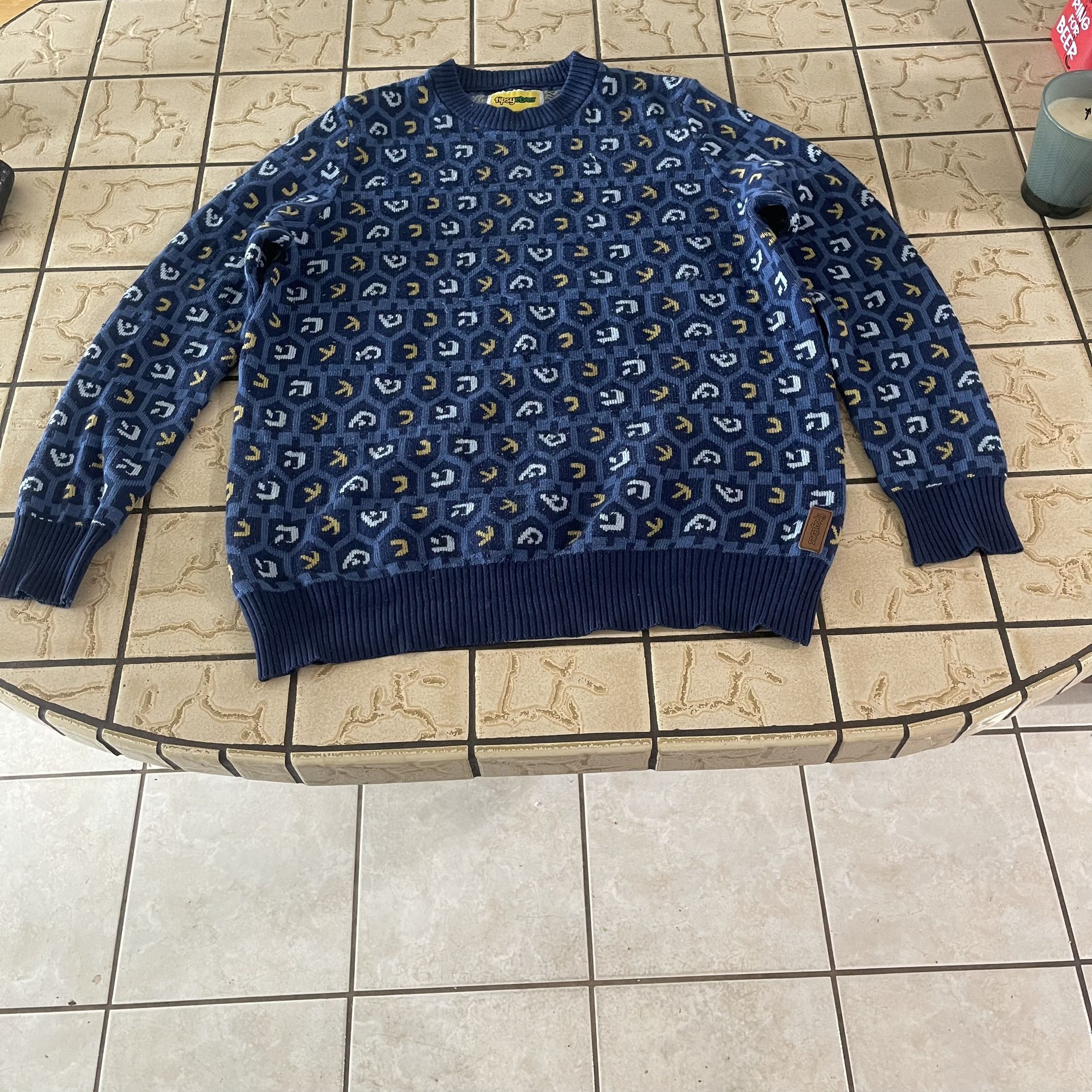 Tipsy Elves Blue Sweater With Design Size Xxl