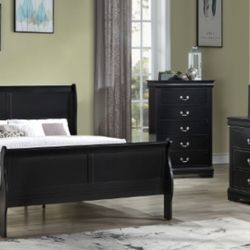 4PCS BEDROOM SET. FULL OR QUEEN BED FRAME, DRESSER, MIRROR & NIGHT STAND (MATTRESS SEPARATE $299&UP)