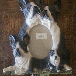 Boston Terrier Free Standing Picture Frame - Black and White