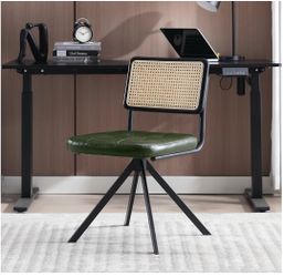 Mid-Century Swivel Desk Chair • Cane Back • Green • Great Condition