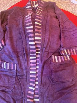 Cozy Özdilek Turkish Cotton Bathrobe - Purple Striped Kimono Style, Size L - Soft & Absorbent!