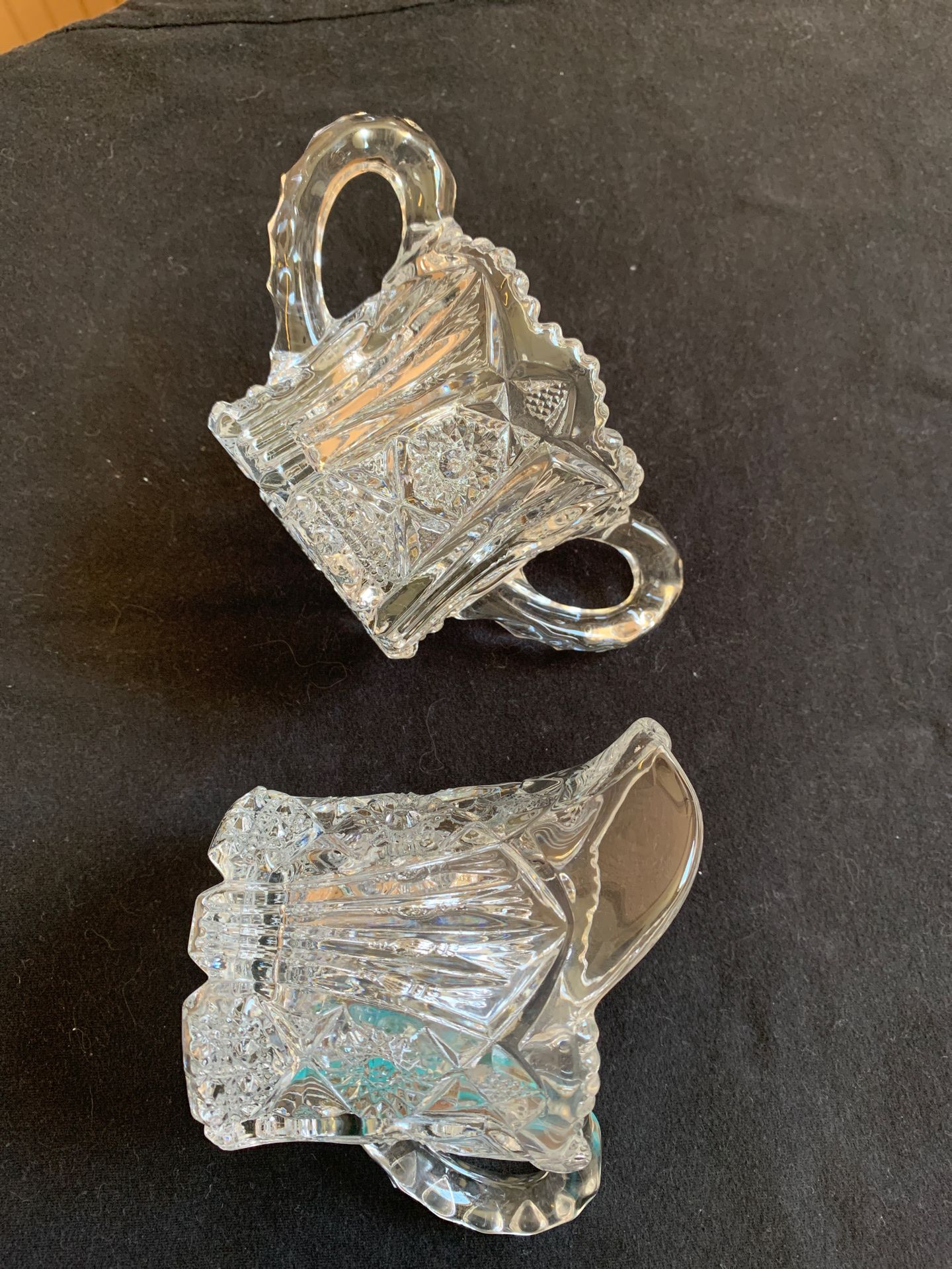 Vintage Cut Crystal Creamer & Sugar Bowl Set