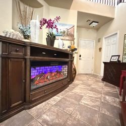 Beautiful And Solid Fireplace /tv Stand With 7 Colors Of Flames 75” Inch Long 