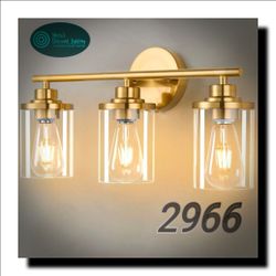 ✨ Modern Brushed Gold Bathroom Vanity Light 3-Light | 20" Over Mirror Wall Fixture | Brass Bath Lighting