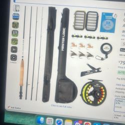 5/6wt -9’ 4pc Flu Fishing Rod And Reel Combo Kit 