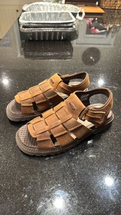 Skechers Leather Fisherman Jesus Sandals Mens USA Size 8 Brown Woven Outdoor 60059 Shoes. Brand new in open box.