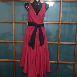 Red Wrap Dress With Black Sadh