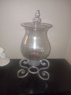 Glass Hurricane Candle Holder ,candy dish ,fish bowl. with Metal Stand