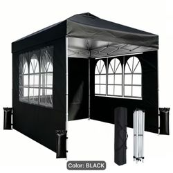 $100 Firm!! New- 10x10 pop up foldable canopy Tent with 3 sidewalls, sandbags and black bag- black color
