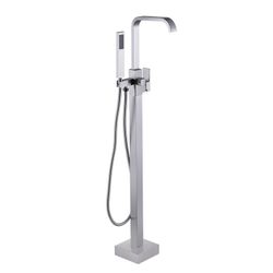 Floor Mounted Freestanding Tub Filler with Diverter and Handshower