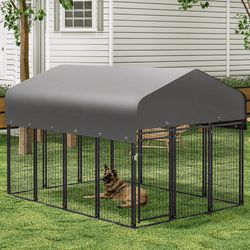 9ft Heavy Duty Outdoor Dog Kennel with Waterproof UV Resistant Cover, 14 Panels Expandable Dog Playpen Dog Pen House Backyard Shelter for Large Dog