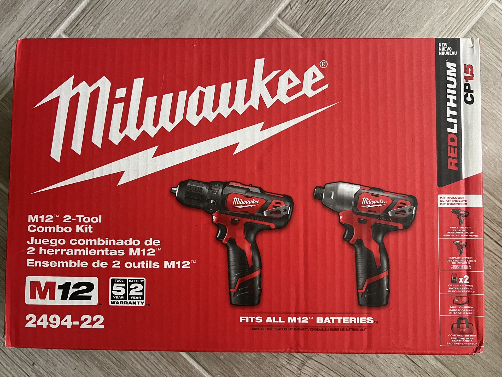 ***Brand New***  12V Milwaukee Drill Set 2494-22
