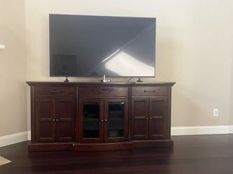 Dark Cherry Wood TV Console Cabinet
