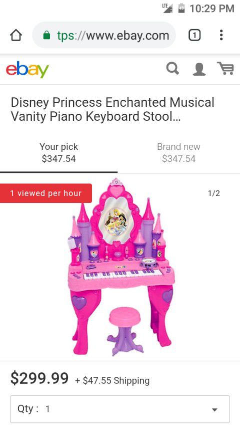 Disney princess enchanted musical piano keyboard vanity (missing stool) used