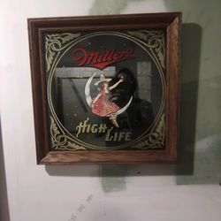Vintage Miller High Life "Girl in the Moon" Bar Mirror – 1980s