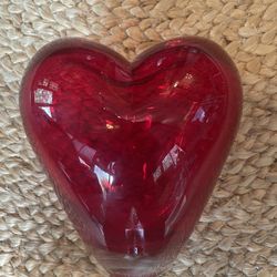 Murano Hand Blown Red Cuore Heart Shaped Art Glass Vase Heavy Salviati collection By Maria Christina Hammel, Italy 1990s