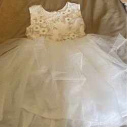 Beautiful White And Gold Kids Formal Dress