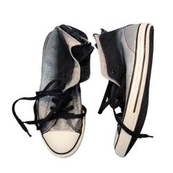 Converse Size 5.5 High Top Zipper Back Silver Glitter Shoes