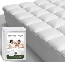 Beckham Hotel Collection Queen Size Mattress Pad (Extra Padded) & Protector Hybrid - Quilted Pillow Top Mattress Cover - Thick, Plush, Fitted Mattress