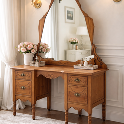 Vintage Wooden Vanity with Mirror