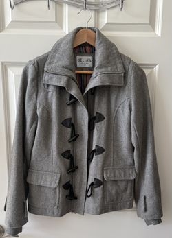 Vintage Y2K dELiA*s Gray Toggle Duffle Coat Jacket Size M Striped Lining M