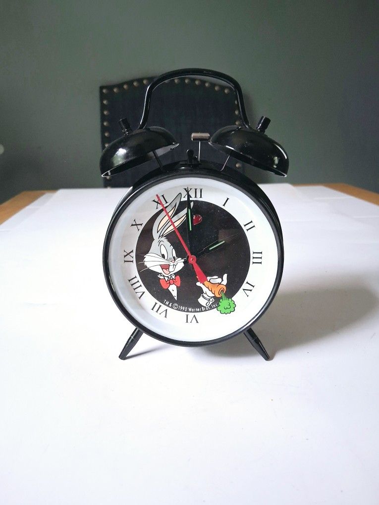 90s Bugs Bunny Rare Alarm Clock 1990 Warner Bros Looney Tunes Vintage 1990
