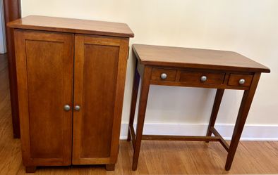 Wood Cabinet + Console Table – 2-Piece Set, Good Condition