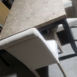 Dining Room Set Marble Table  4 Chairs And A Bench 
