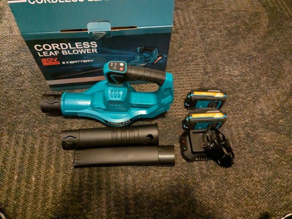 Cordless Leaf Blower 20v Lithium 2x Battery