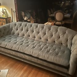 Velvet Vintage couch And Two Chairs 