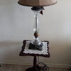 French Vintage Art Nouveau Style Glass Marble Metal Lamp