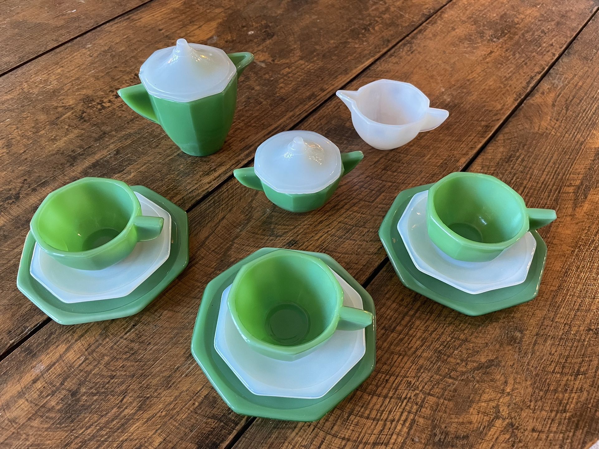 Vintage Akro Agate Glass Children's Toy Tea Set Dishes