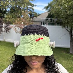 Crochet Frankenstein’s Monster Bucket Hat