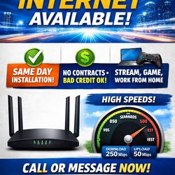 ⚡ Fast Internet Installed TODAY! No Contract – Bad Credit OK
