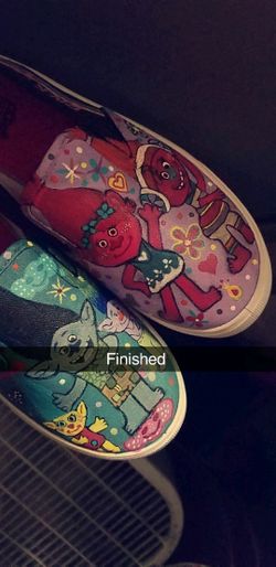 Trolls custom painted shoes