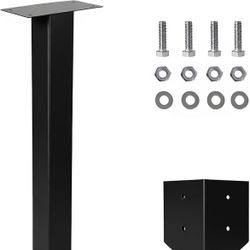 43" Heavy Duty Galvanized Steel Mailbox Post - Rustproof 4x4 Black In-Ground Mount, USPS Compliant, Easy DIY Installation for Standard Mailbox=Q5-768