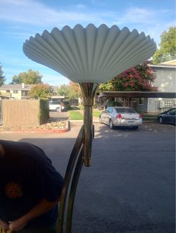 Mid century Torchiere Floor Lamp with Pleated Shade