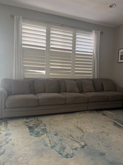 (2)Two matching - Grey Long couch upholstered - 144 x 36