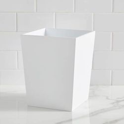 West Elm Lacquer Bath Waste Bin White Geometric