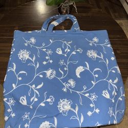 Blue Floral Tote Bag 