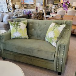 Olive Green Microfiber Loveseat