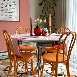 Round Retro Style Table And 4 Bistro Chairs